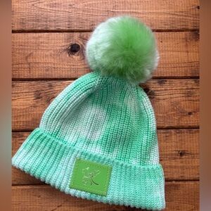 Love Your Melon Lime Green Tie-Dye Beanie with Pom-Pom